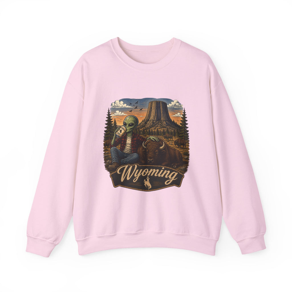Wyoming Retro National Park Alien Crewneck Sweatshirt
