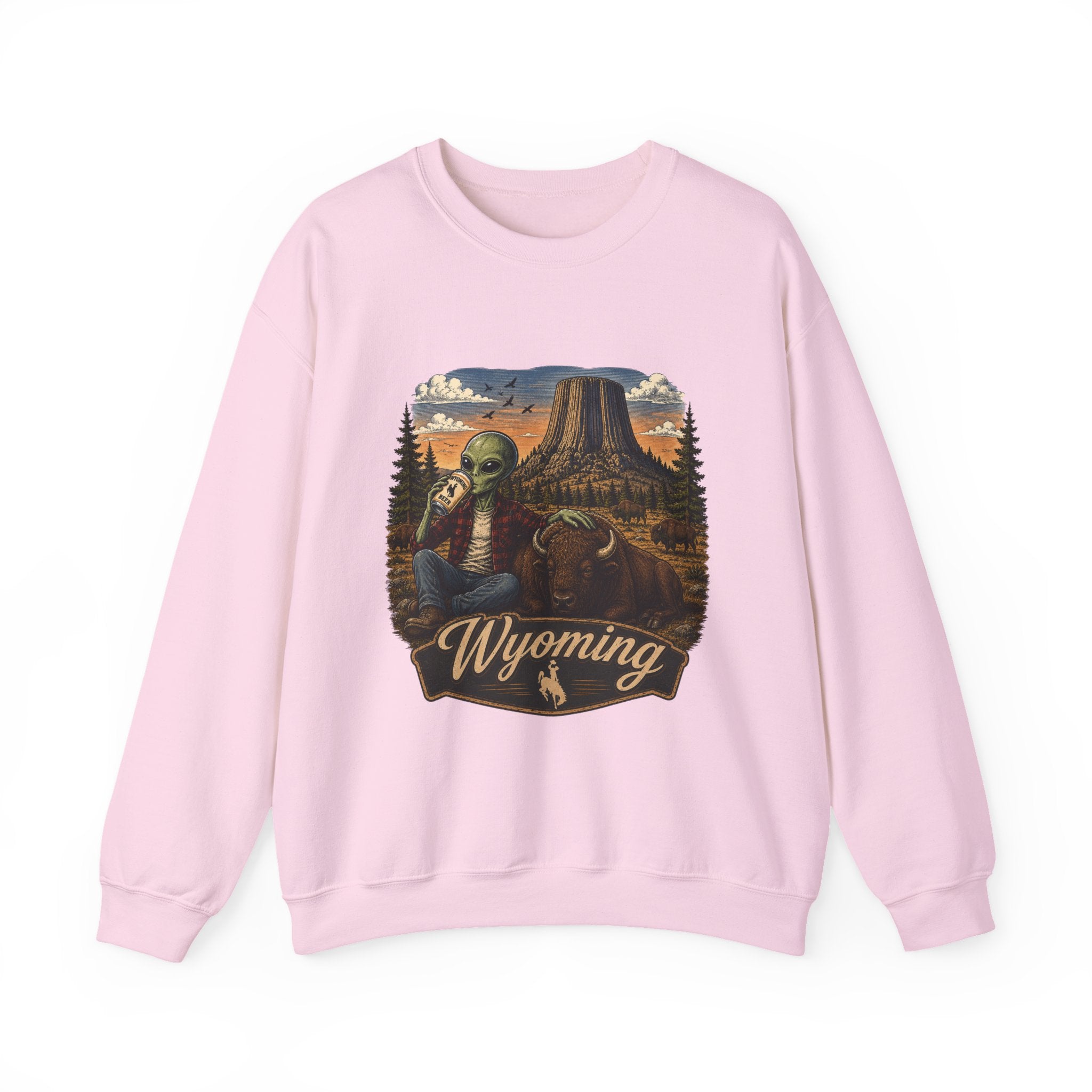 Wyoming Retro National Park Alien Crewneck Sweatshirt