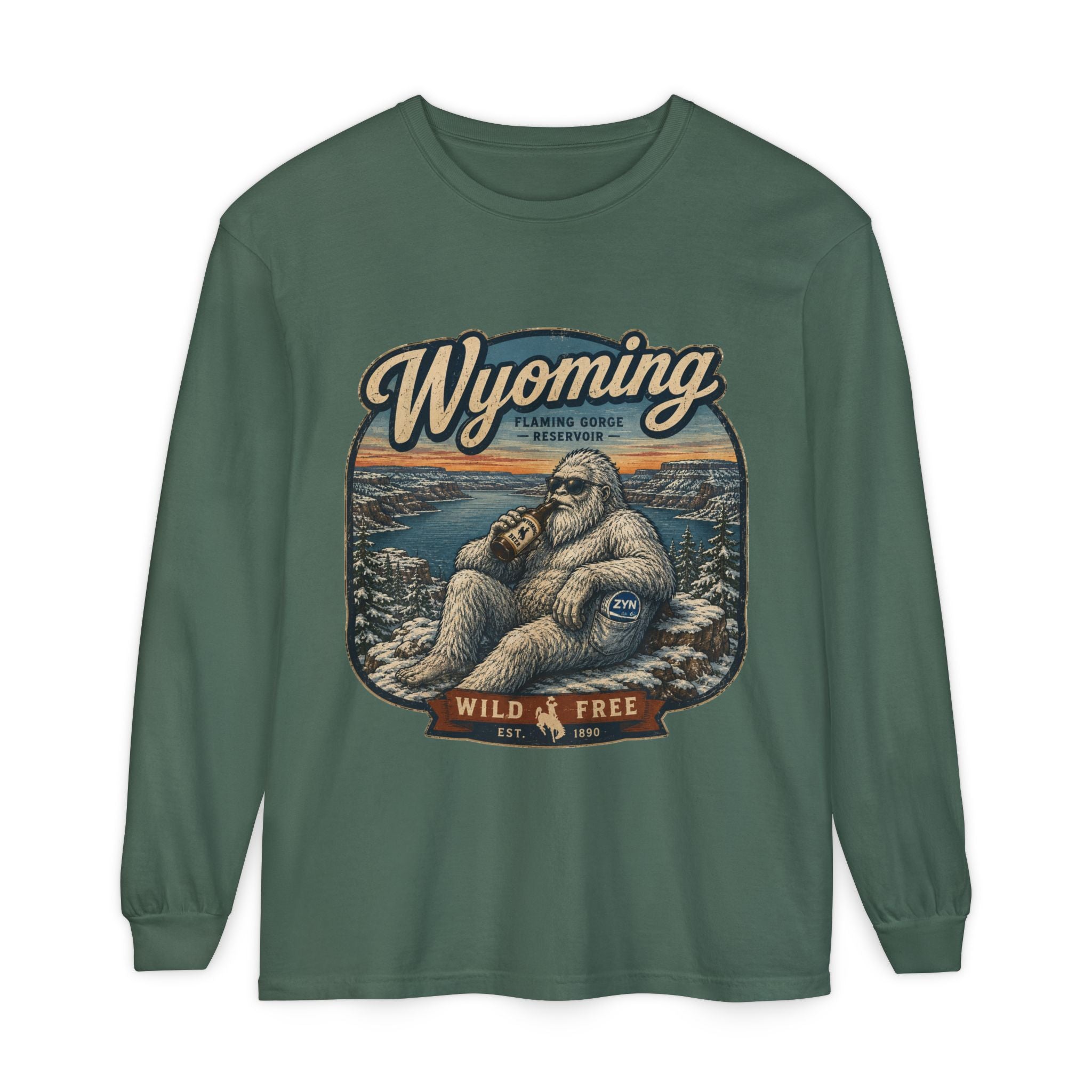Wyoming Yeti 'Wild & Free' Long Sleeve T-Shirt