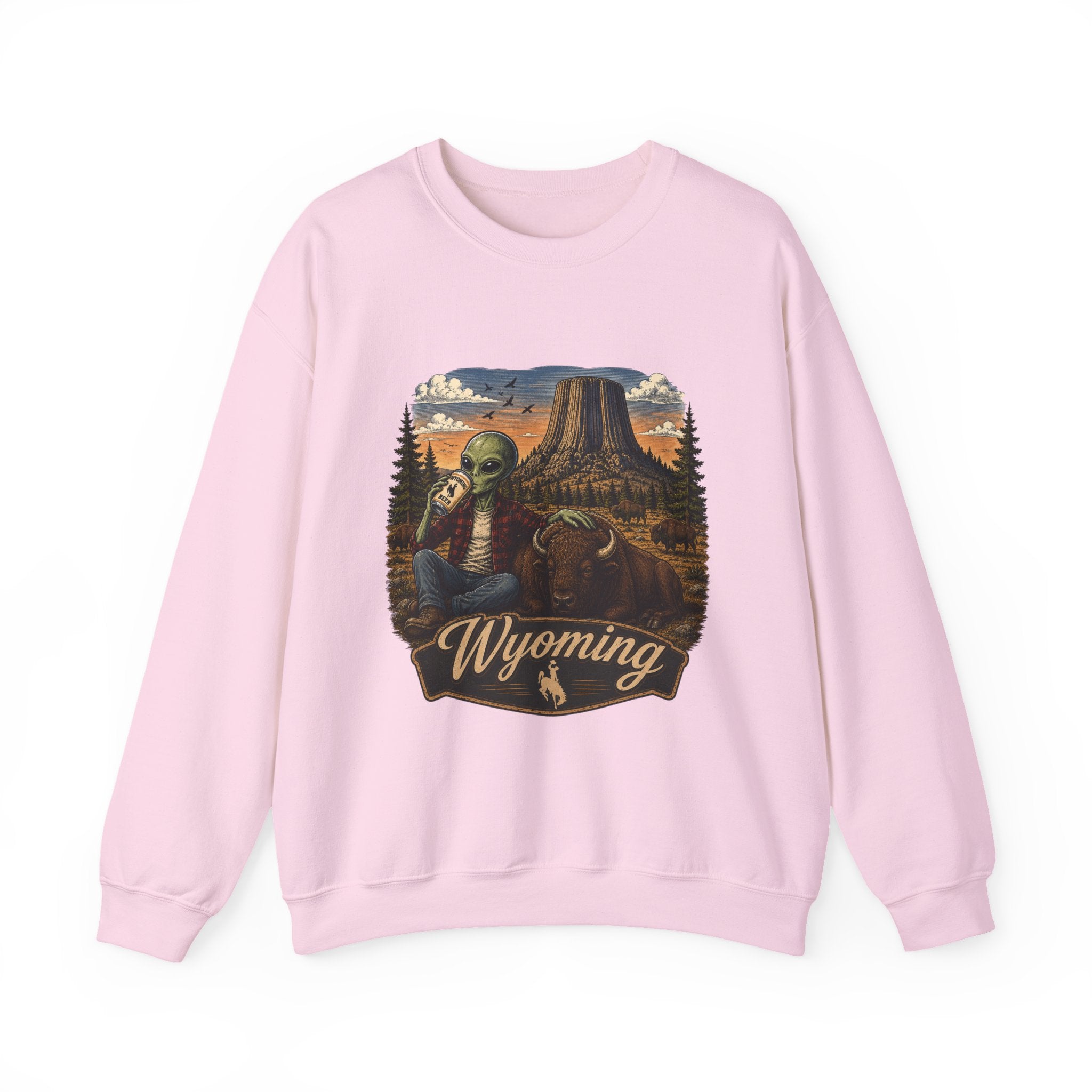 Wyoming Retro National Park Alien Crewneck Sweatshirt
