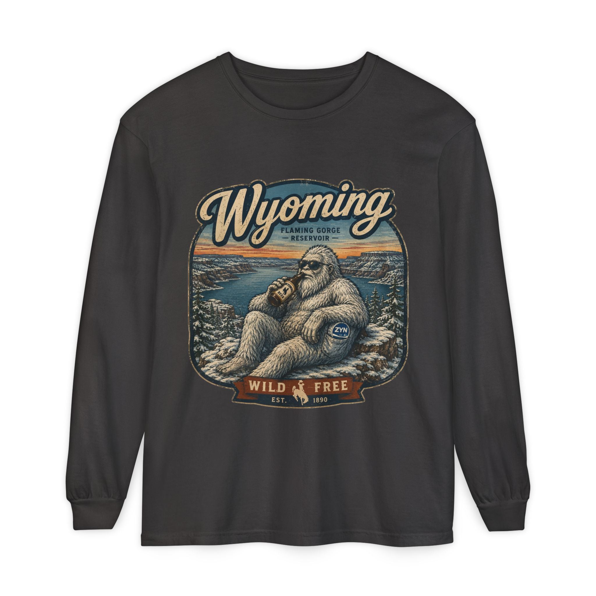 Wyoming Yeti 'Wild & Free' Long Sleeve T-Shirt