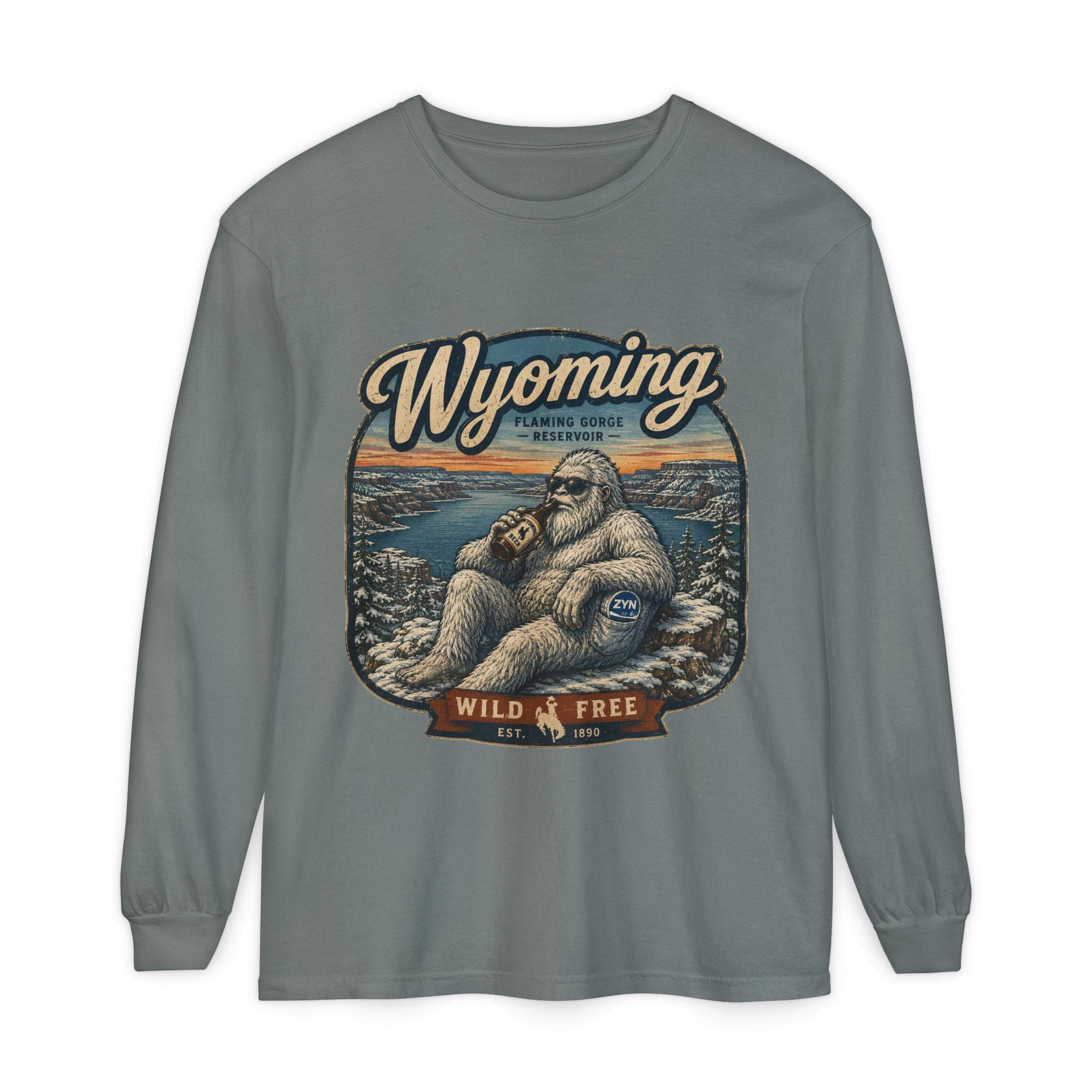 Wyoming Yeti 'Wild & Free' Long Sleeve T-Shirt