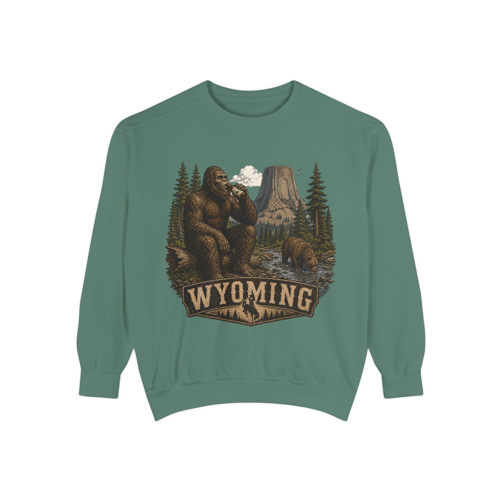 Sweatshirt — Wyoming Bigfoot Forest Graphic Crewneck