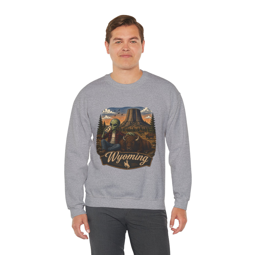 Wyoming Retro National Park Alien Crewneck Sweatshirt