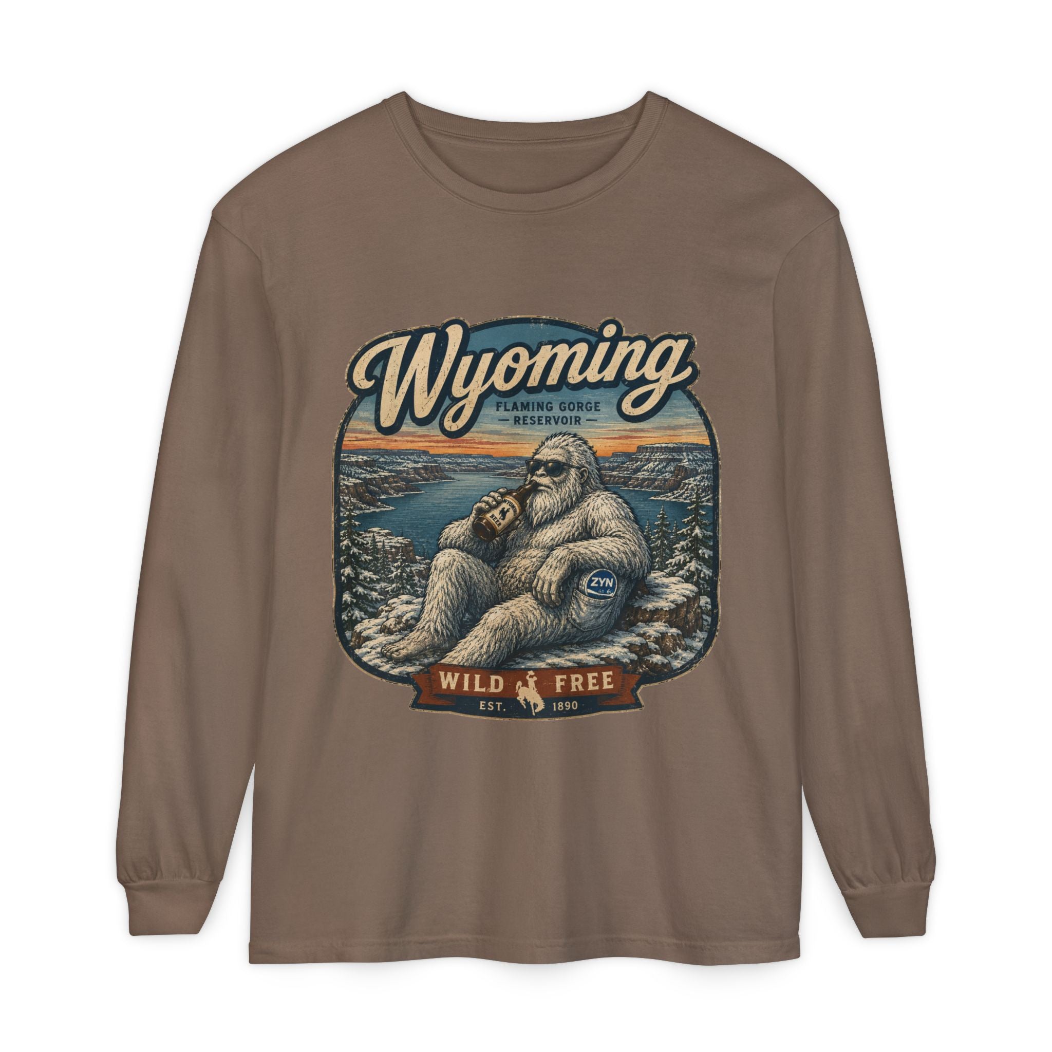 Wyoming Yeti 'Wild & Free' Long Sleeve T-Shirt