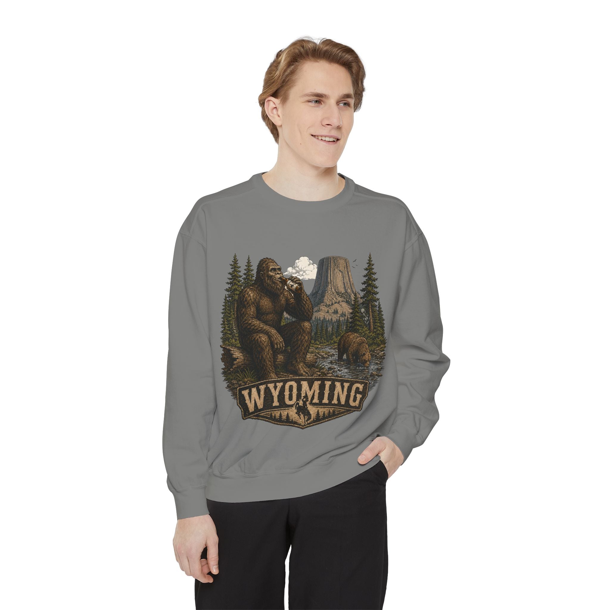 Sweatshirt — Wyoming Bigfoot Forest Graphic Crewneck