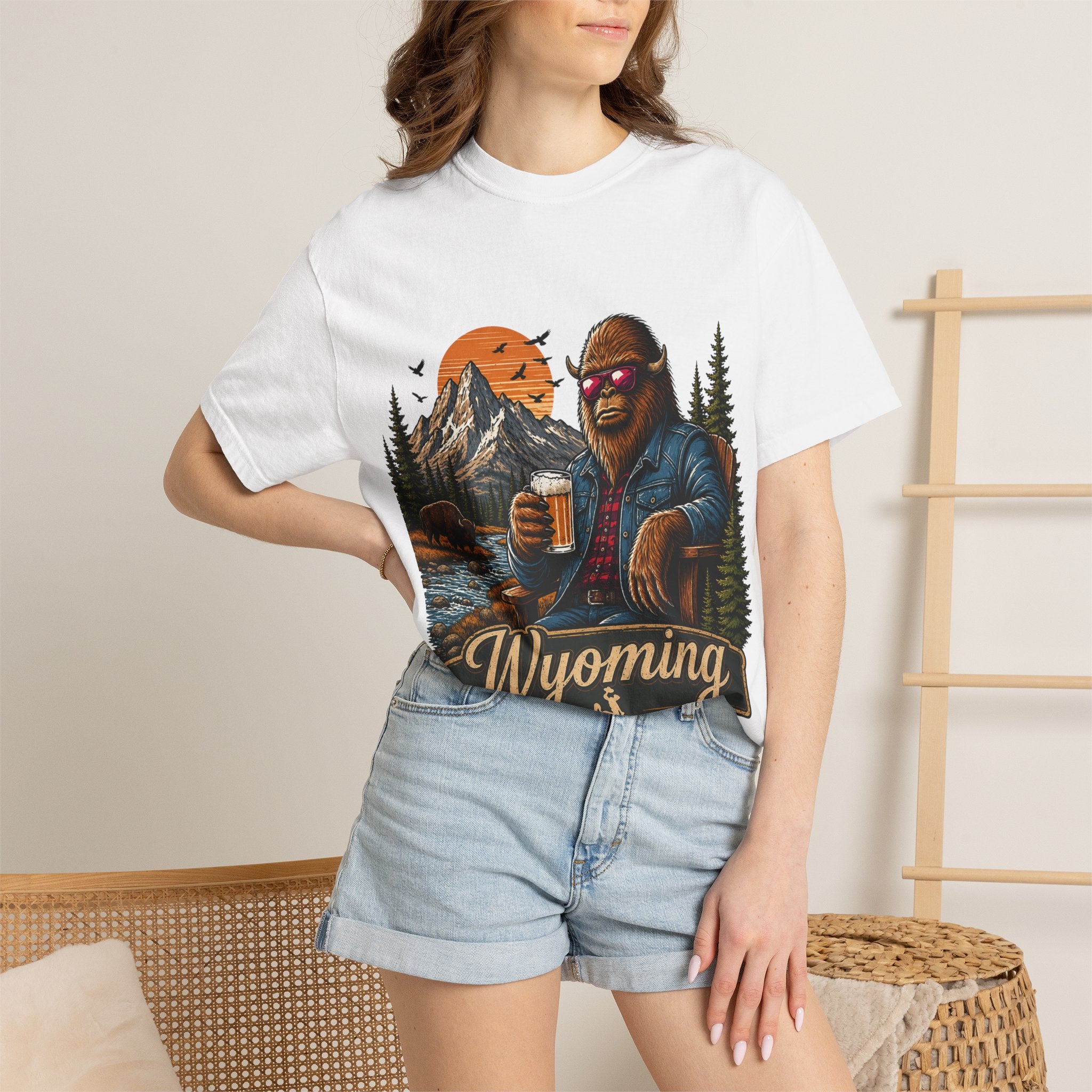 Wyoming Retro Bigfoot Beer T‑Shirt