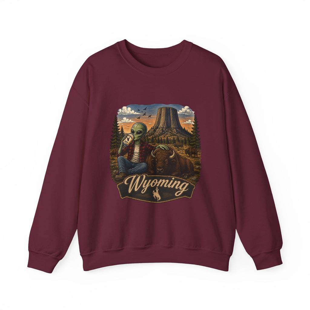 Wyoming Retro National Park Alien Crewneck Sweatshirt