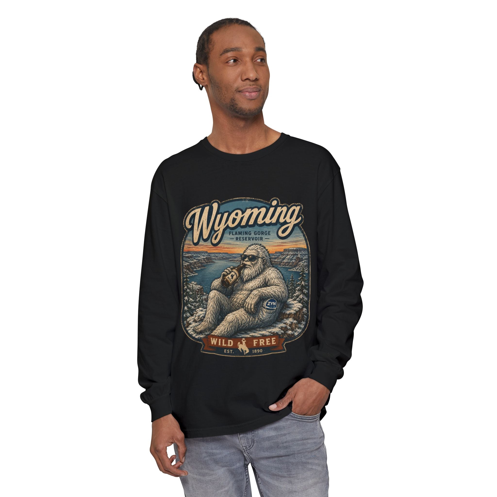 Wyoming Yeti 'Wild & Free' Long Sleeve T-Shirt