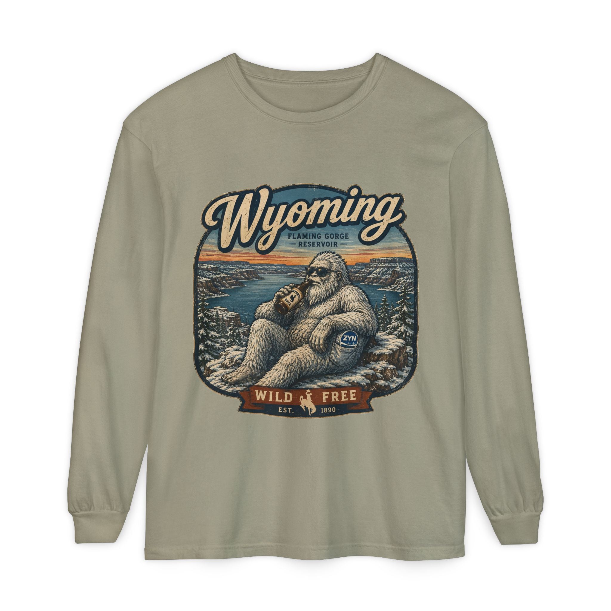 Wyoming Yeti 'Wild & Free' Long Sleeve T-Shirt