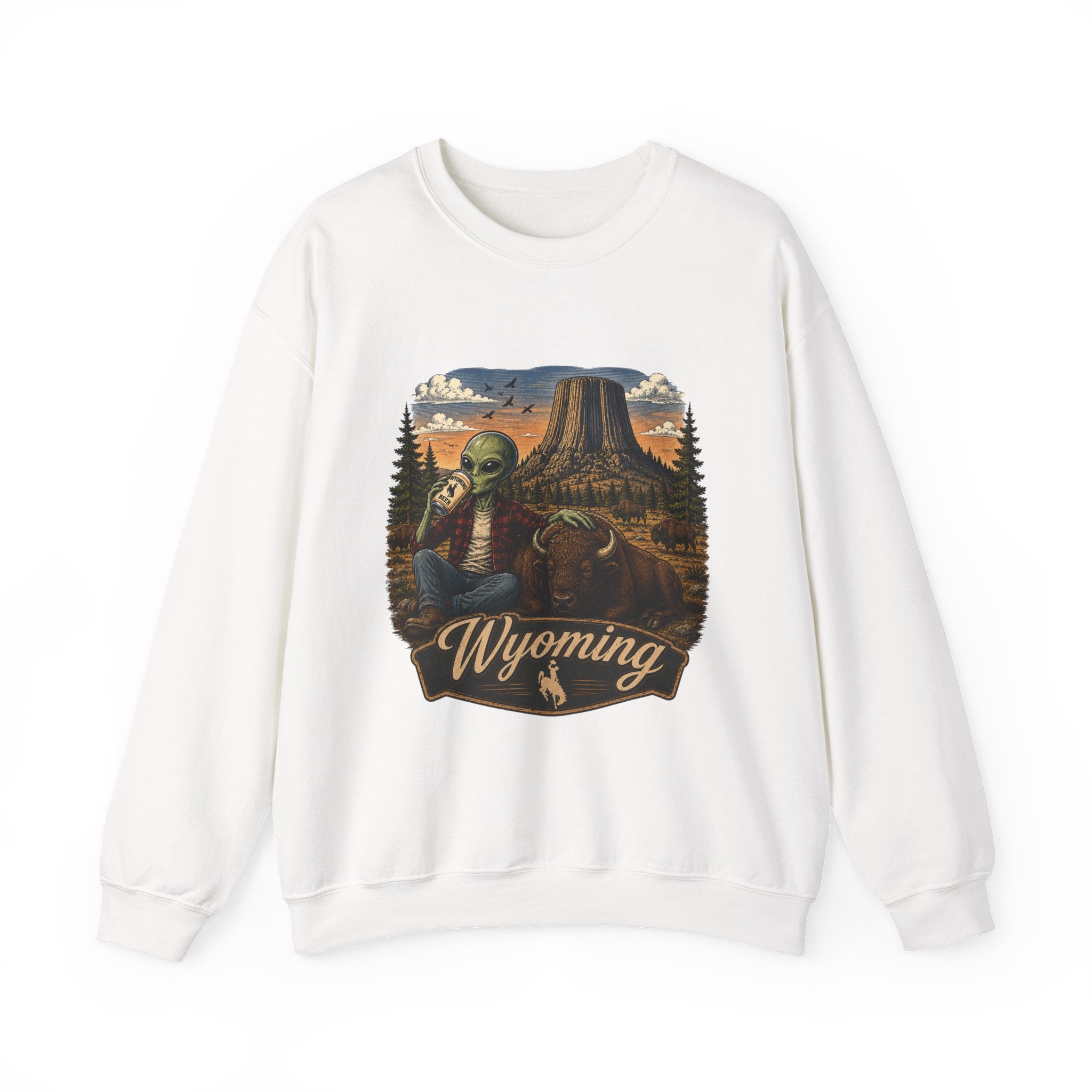 Wyoming Retro National Park Alien Crewneck Sweatshirt