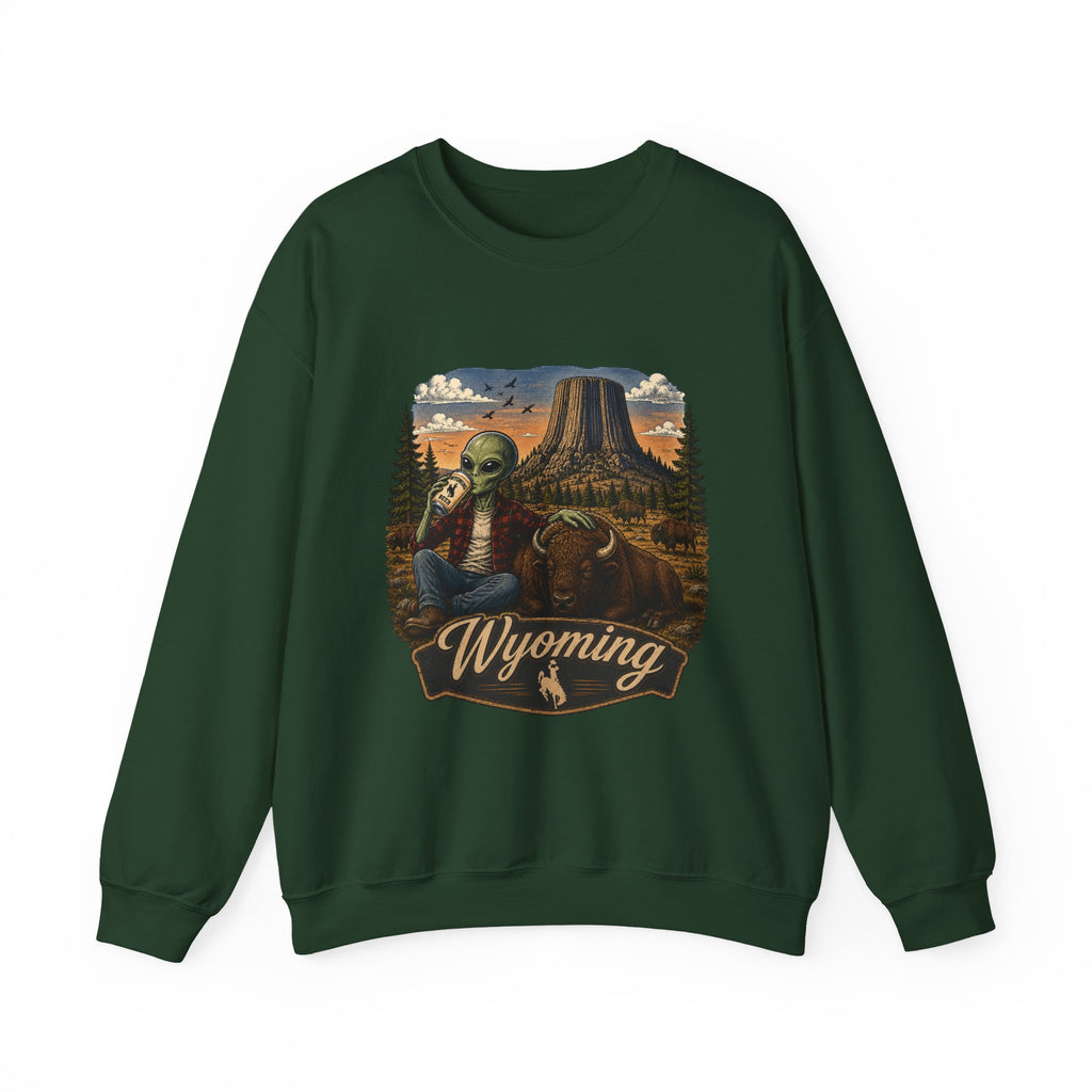 Wyoming Retro National Park Alien Crewneck Sweatshirt