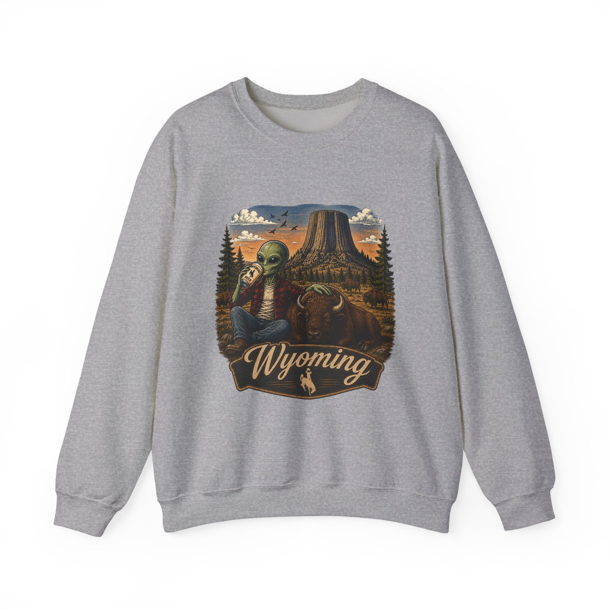 Wyoming Retro National Park Alien Crewneck Sweatshirt