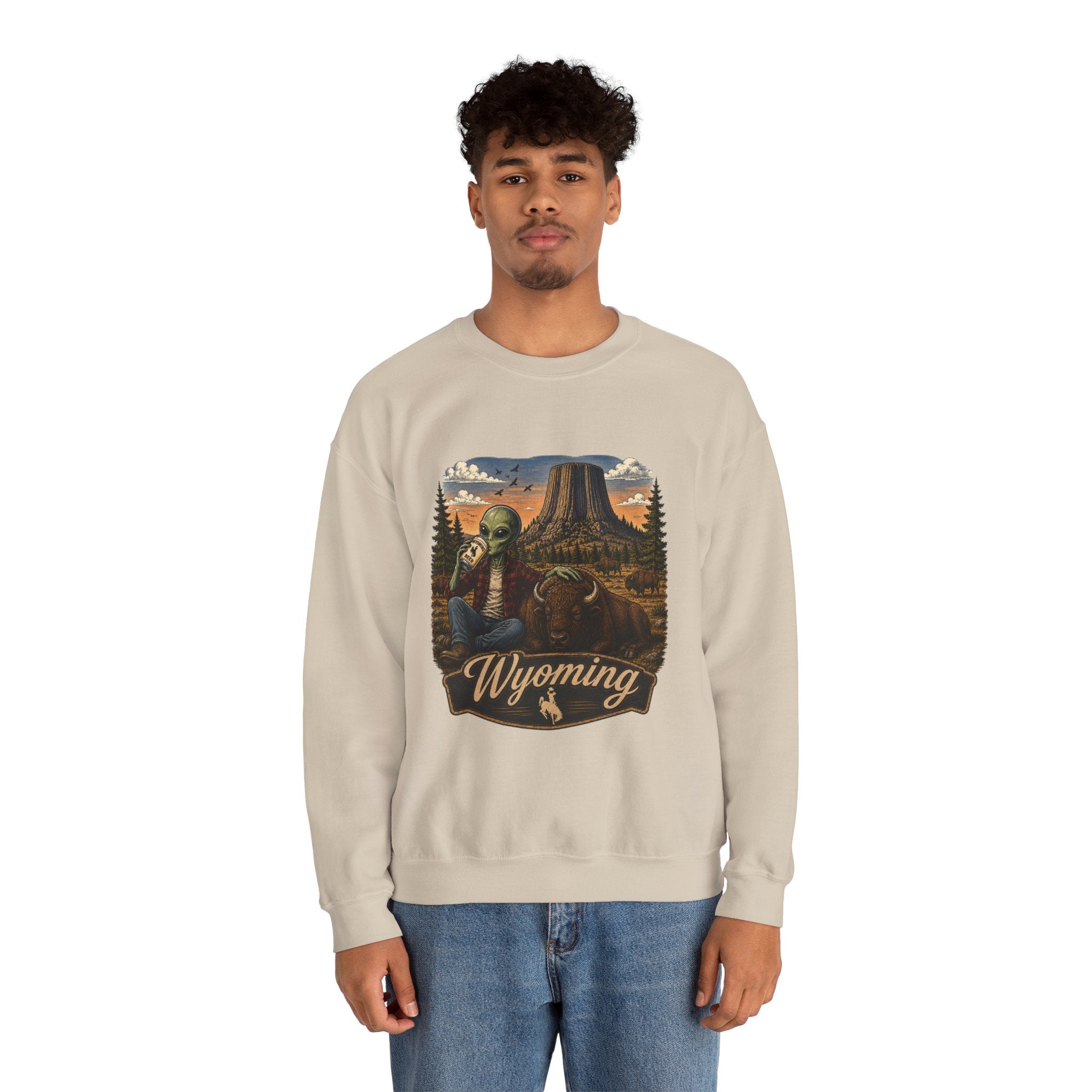 Wyoming Retro National Park Alien Crewneck Sweatshirt