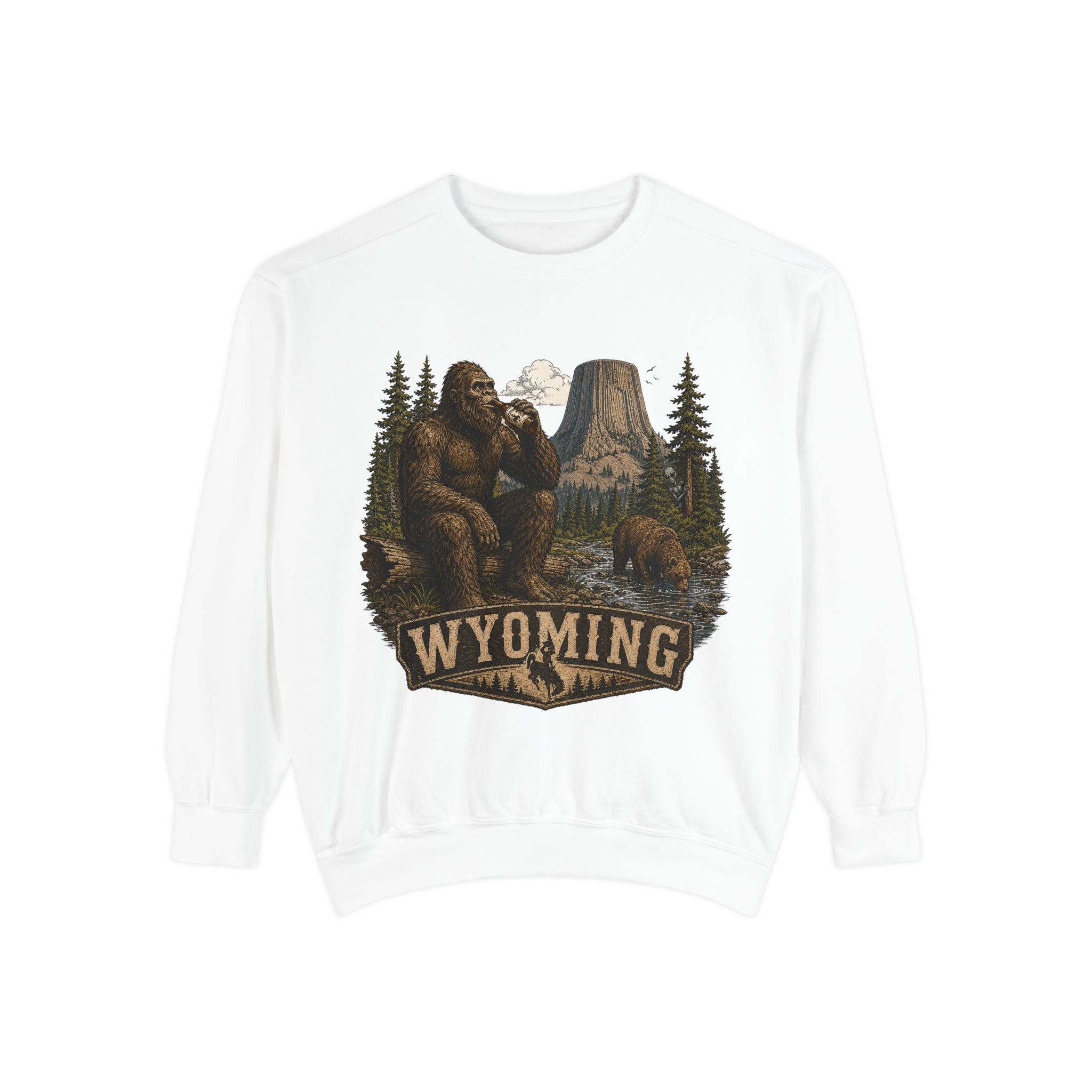 Sweatshirt — Wyoming Bigfoot Forest Graphic Crewneck