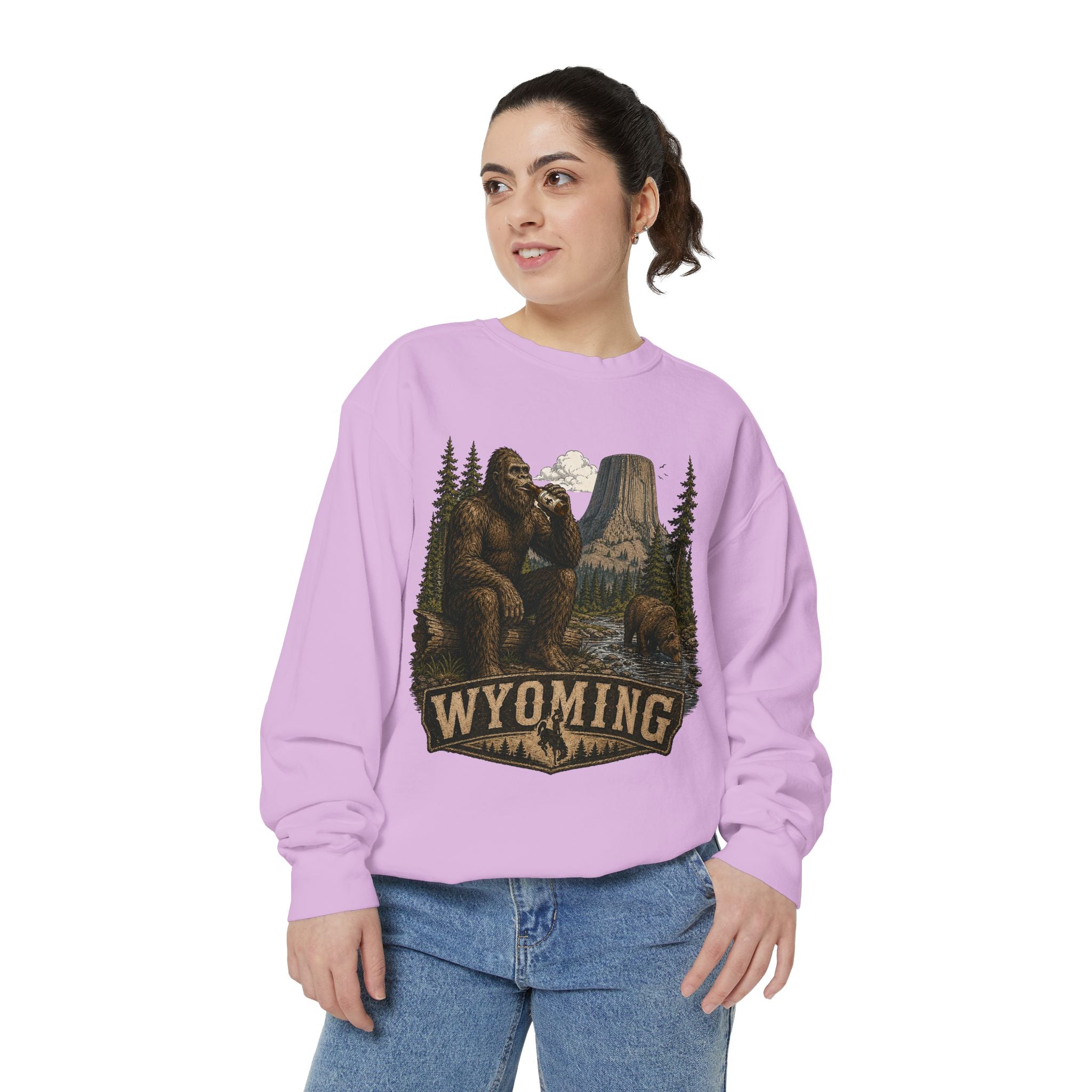 Sweatshirt — Wyoming Bigfoot Forest Graphic Crewneck