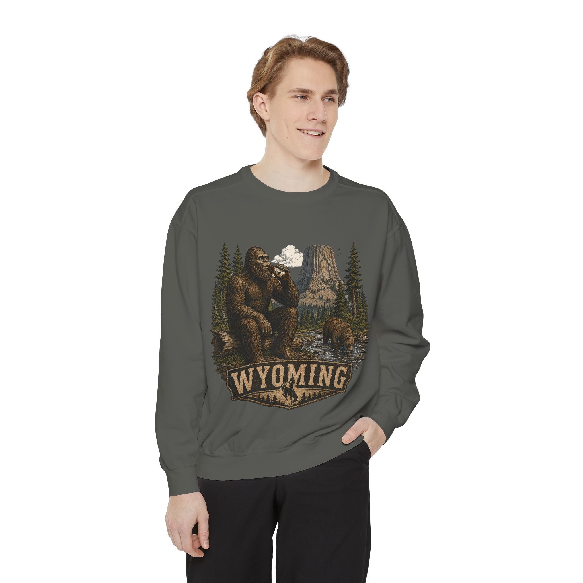 Sweatshirt — Wyoming Bigfoot Forest Graphic Crewneck
