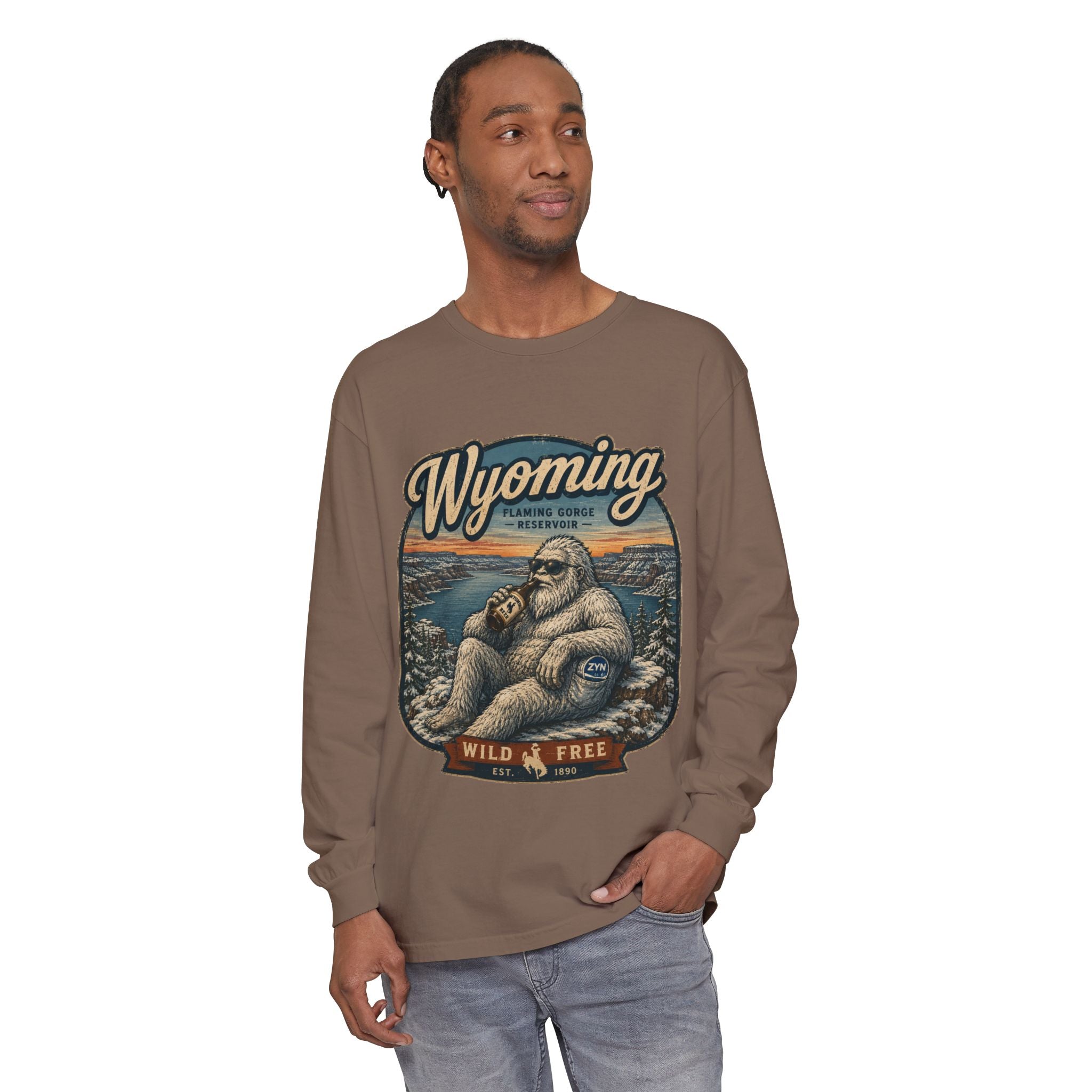 Wyoming Yeti 'Wild & Free' Long Sleeve T-Shirt