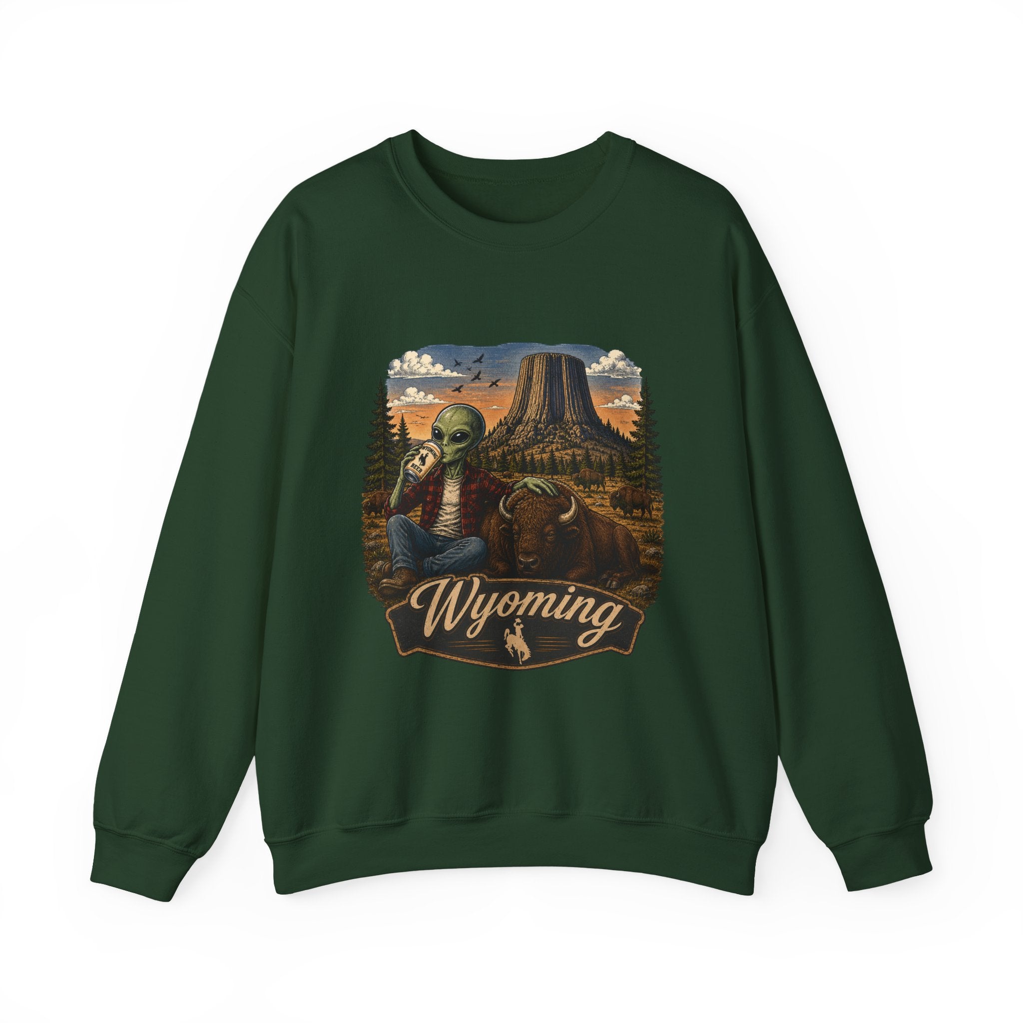 Wyoming Retro National Park Alien Crewneck Sweatshirt