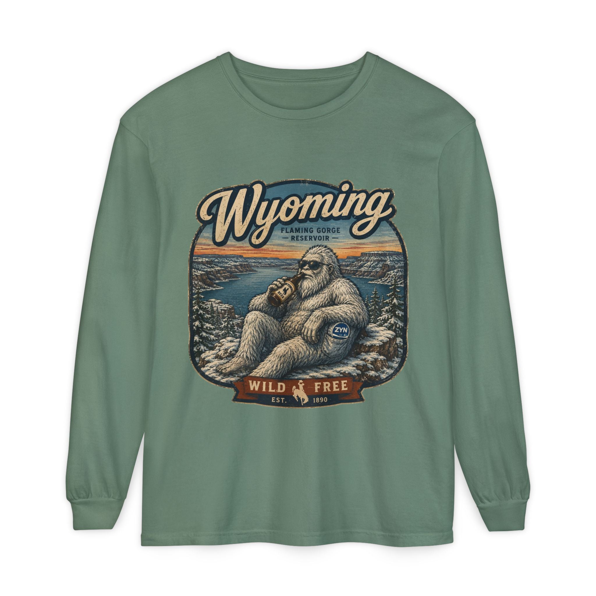 Wyoming Yeti 'Wild & Free' Long Sleeve T-Shirt