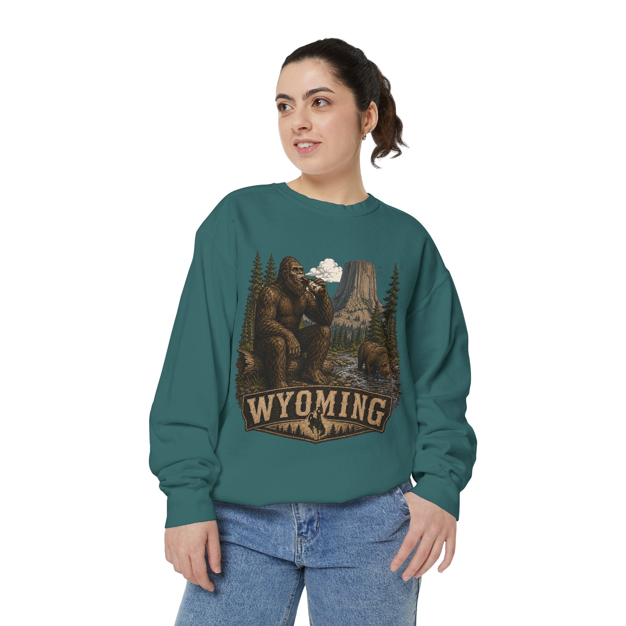 Sweatshirt — Wyoming Bigfoot Forest Graphic Crewneck