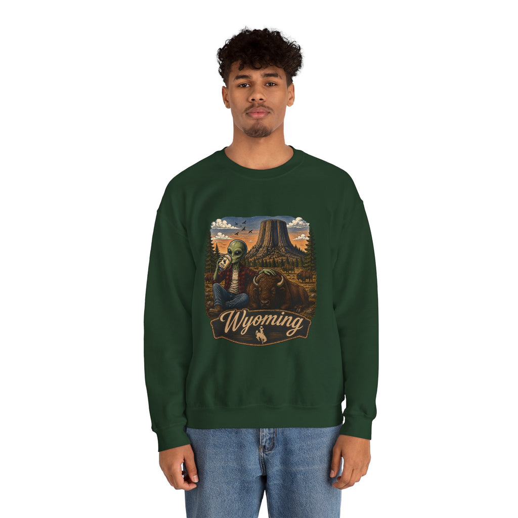 Wyoming Retro National Park Alien Crewneck Sweatshirt