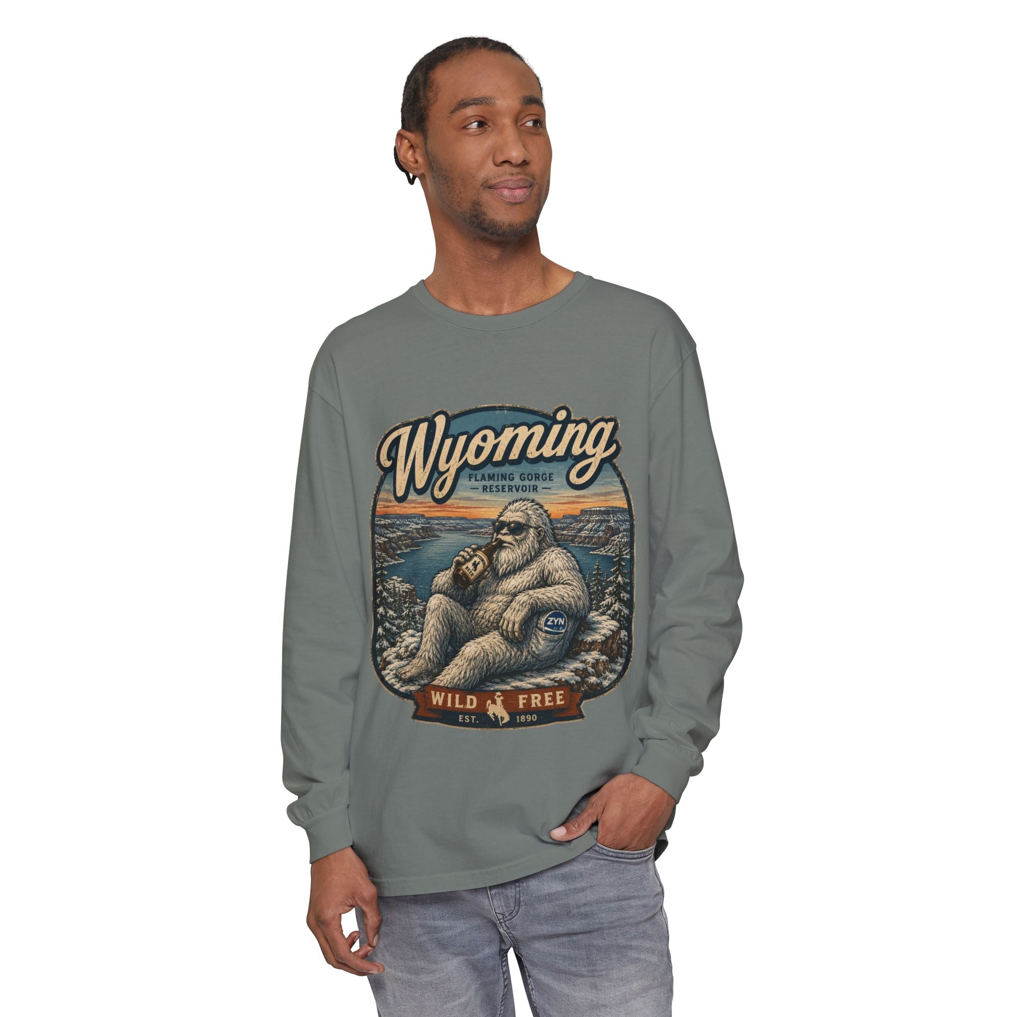 Wyoming Yeti 'Wild & Free' Long Sleeve T-Shirt