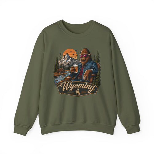 Wyoming Retro Bigfoot Sweatshirt | Mountain Cabin Rustic Design