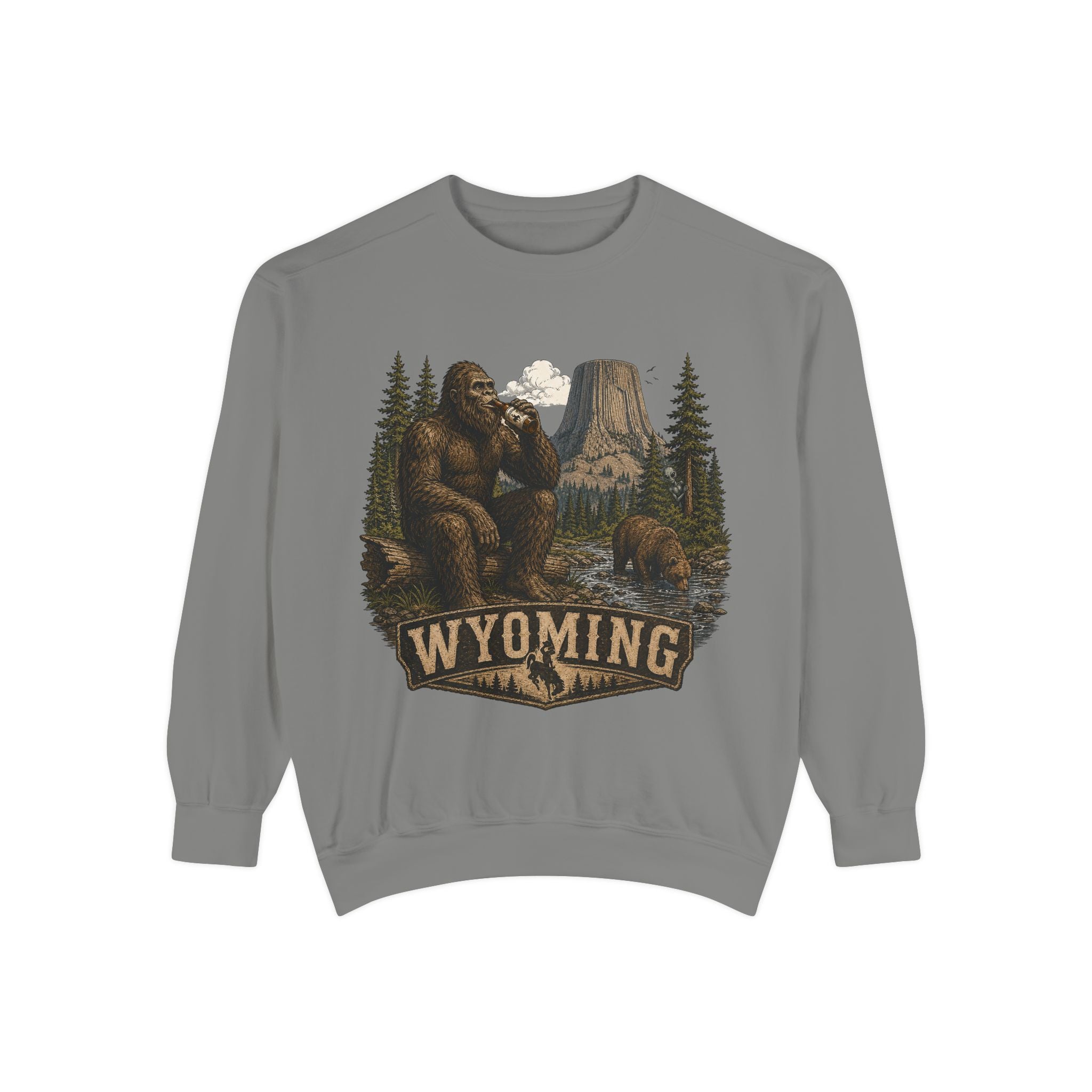 Sweatshirt — Wyoming Bigfoot Forest Graphic Crewneck