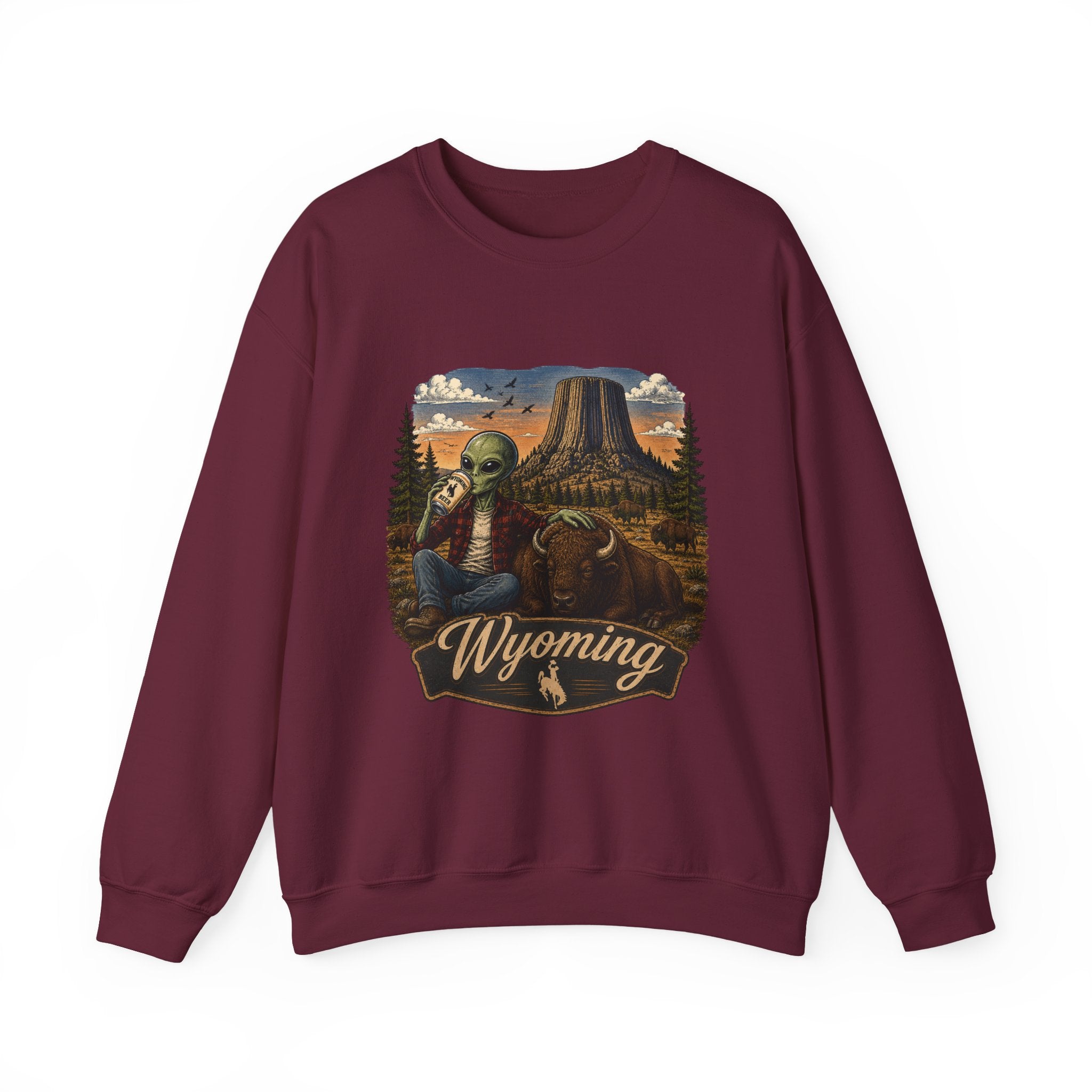 Wyoming Retro National Park Alien Crewneck Sweatshirt