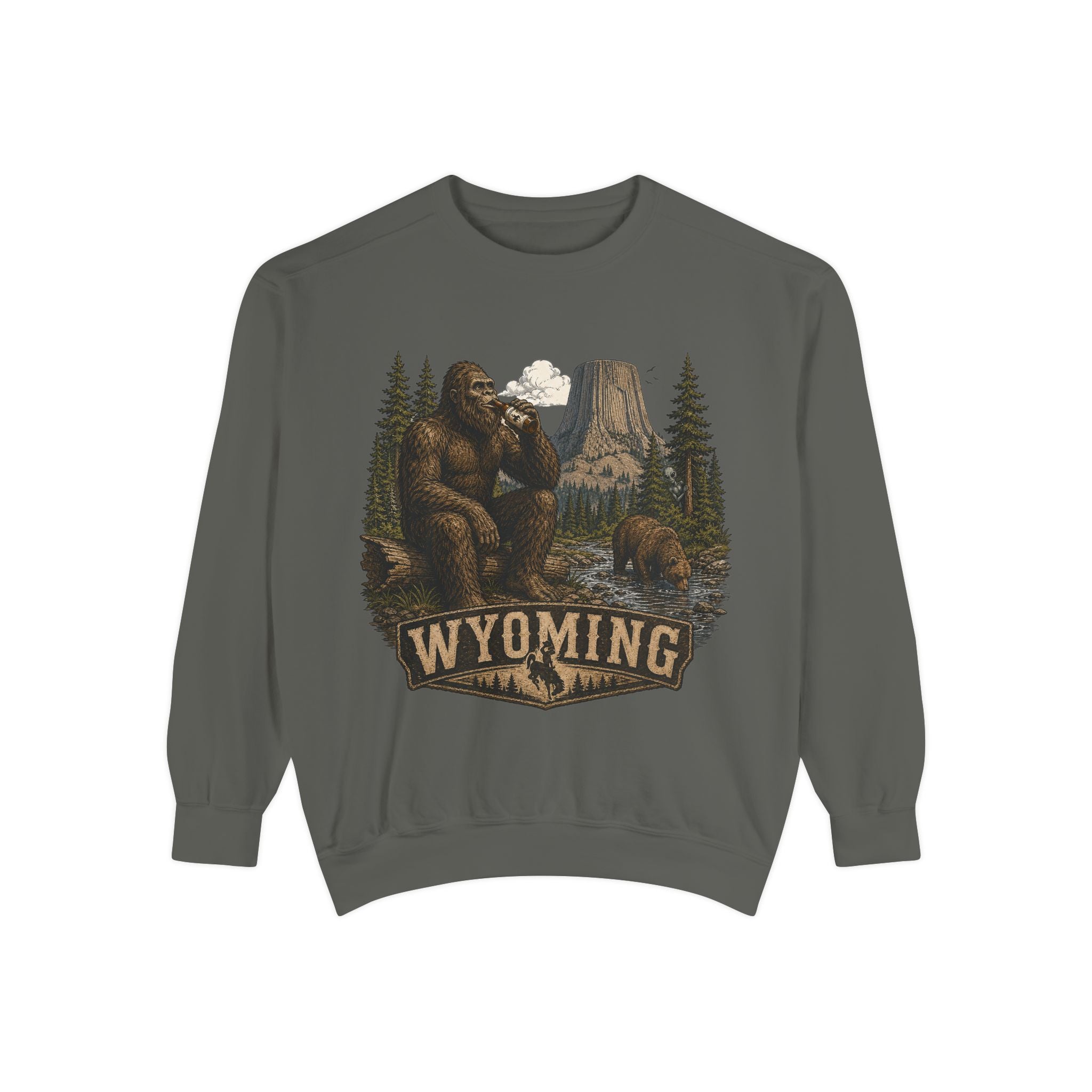 Sweatshirt — Wyoming Bigfoot Forest Graphic Crewneck
