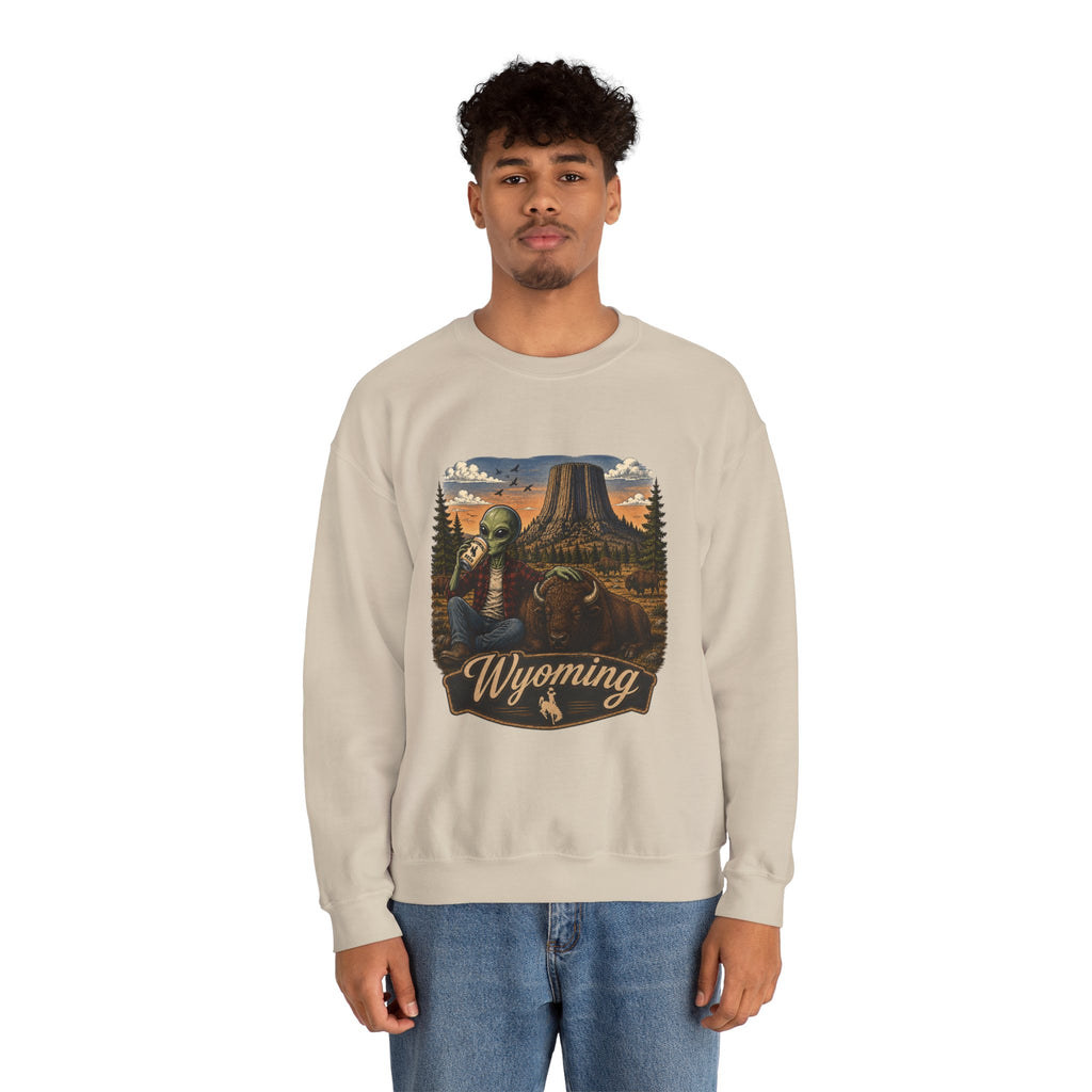 Wyoming Retro National Park Alien Crewneck Sweatshirt