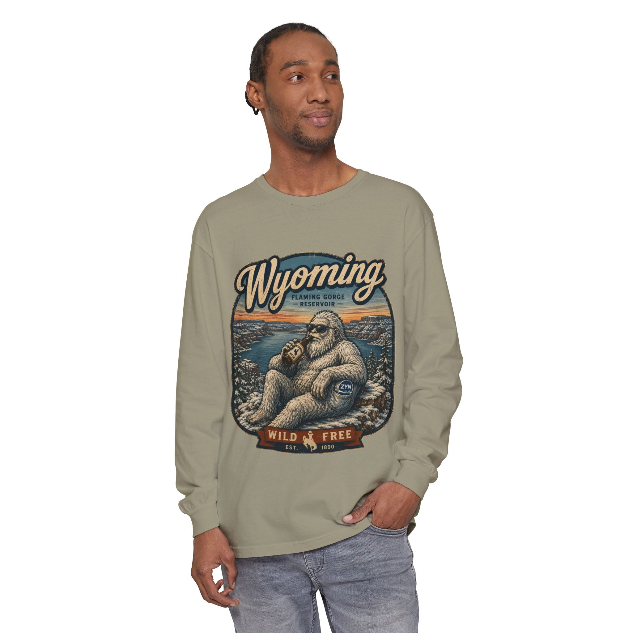 Wyoming Yeti 'Wild & Free' Long Sleeve T-Shirt