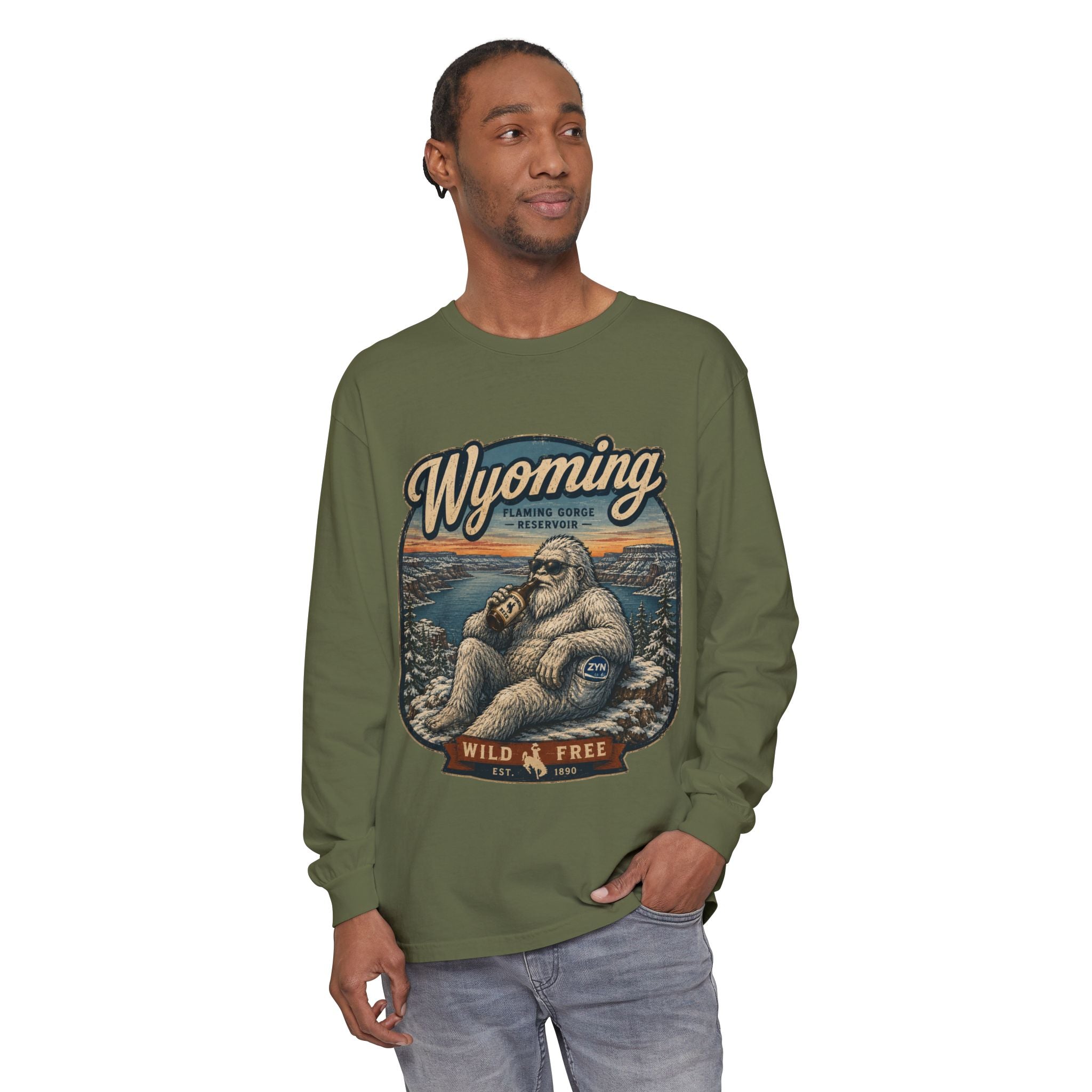 Wyoming Yeti 'Wild & Free' Long Sleeve T-Shirt