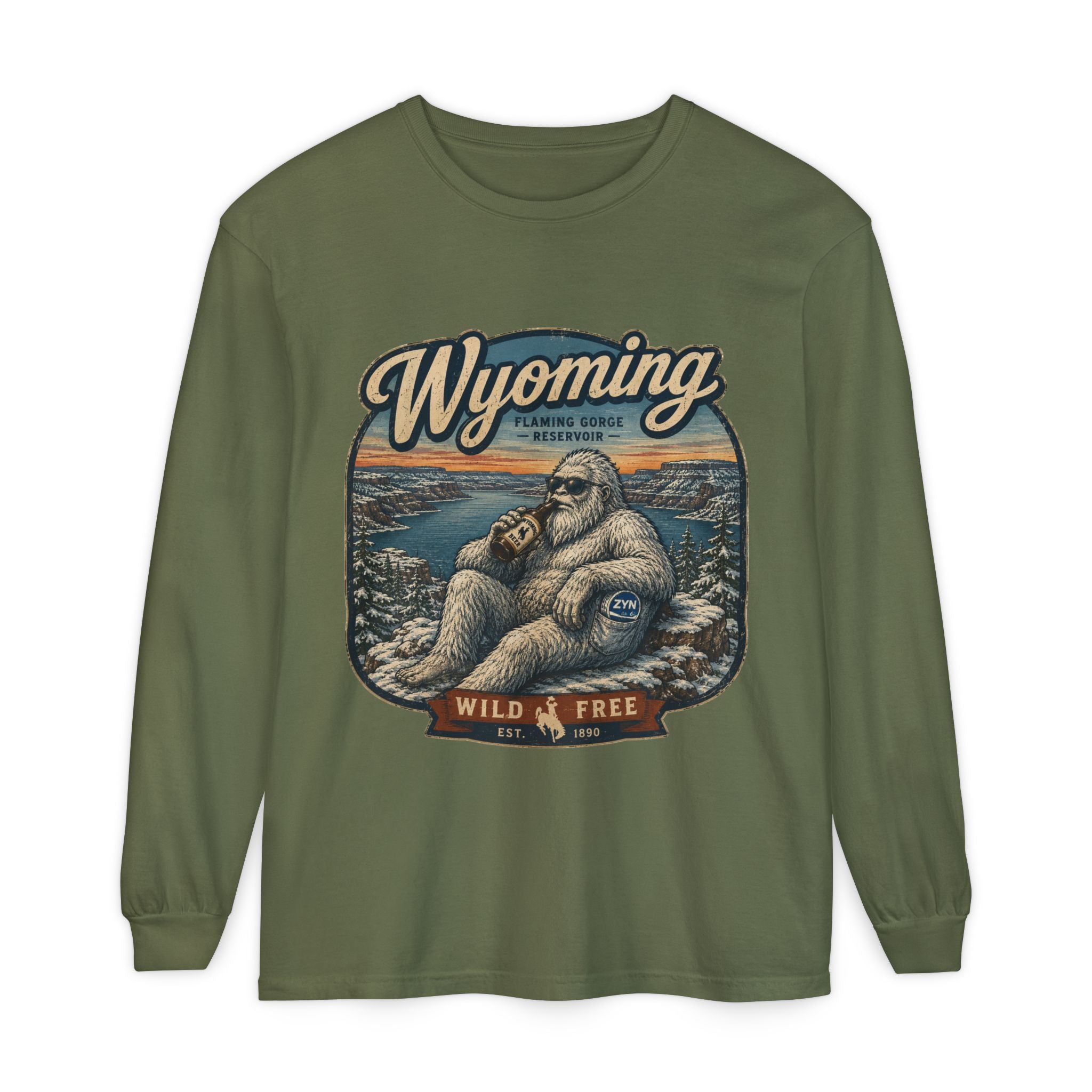 Wyoming Yeti 'Wild & Free' Long Sleeve T-Shirt