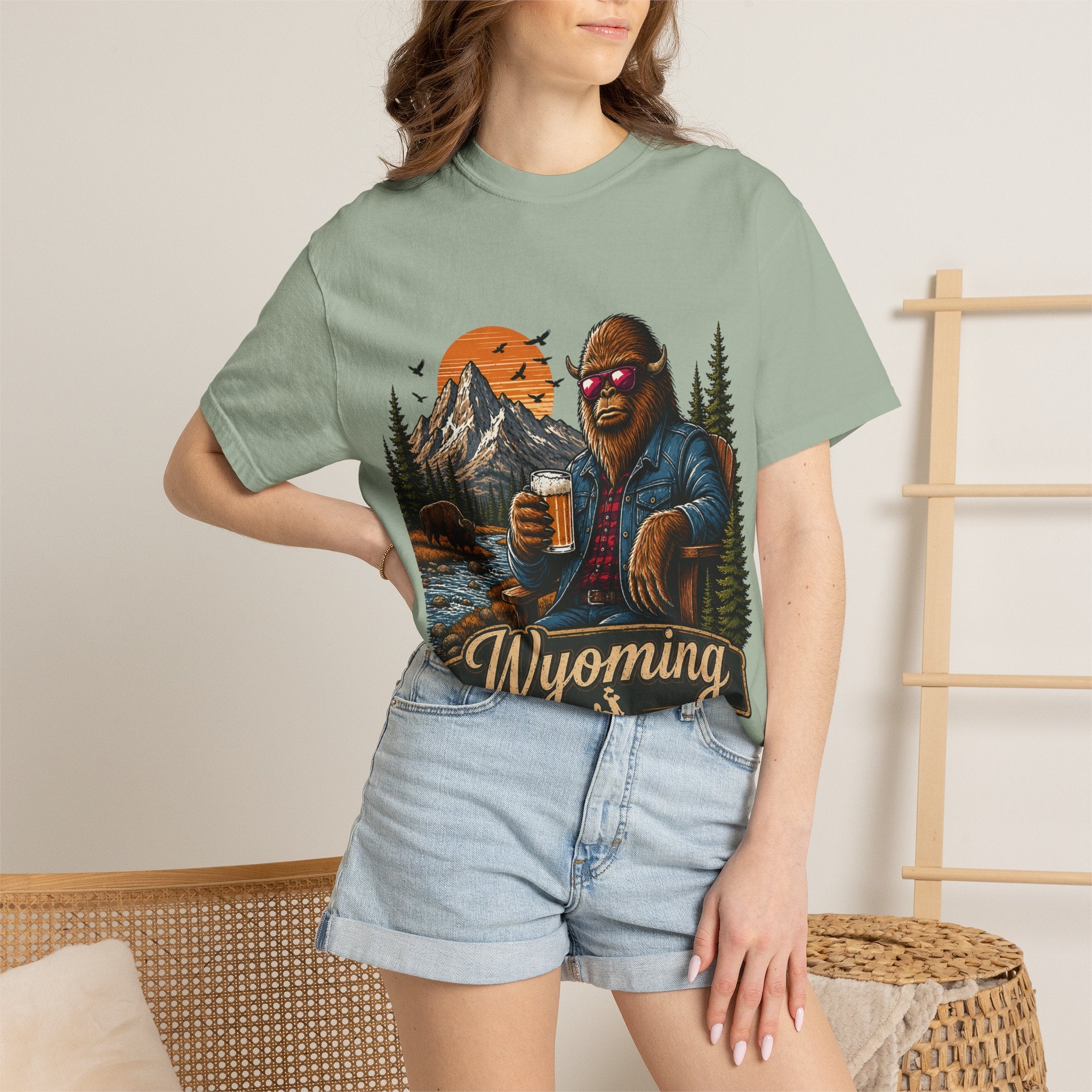 Wyoming Retro Bigfoot Beer T‑Shirt
