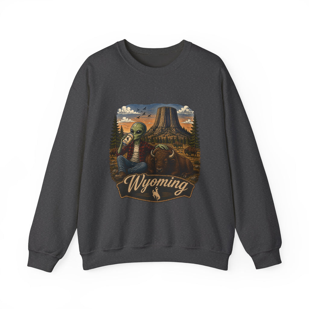 Wyoming Retro National Park Alien Crewneck Sweatshirt