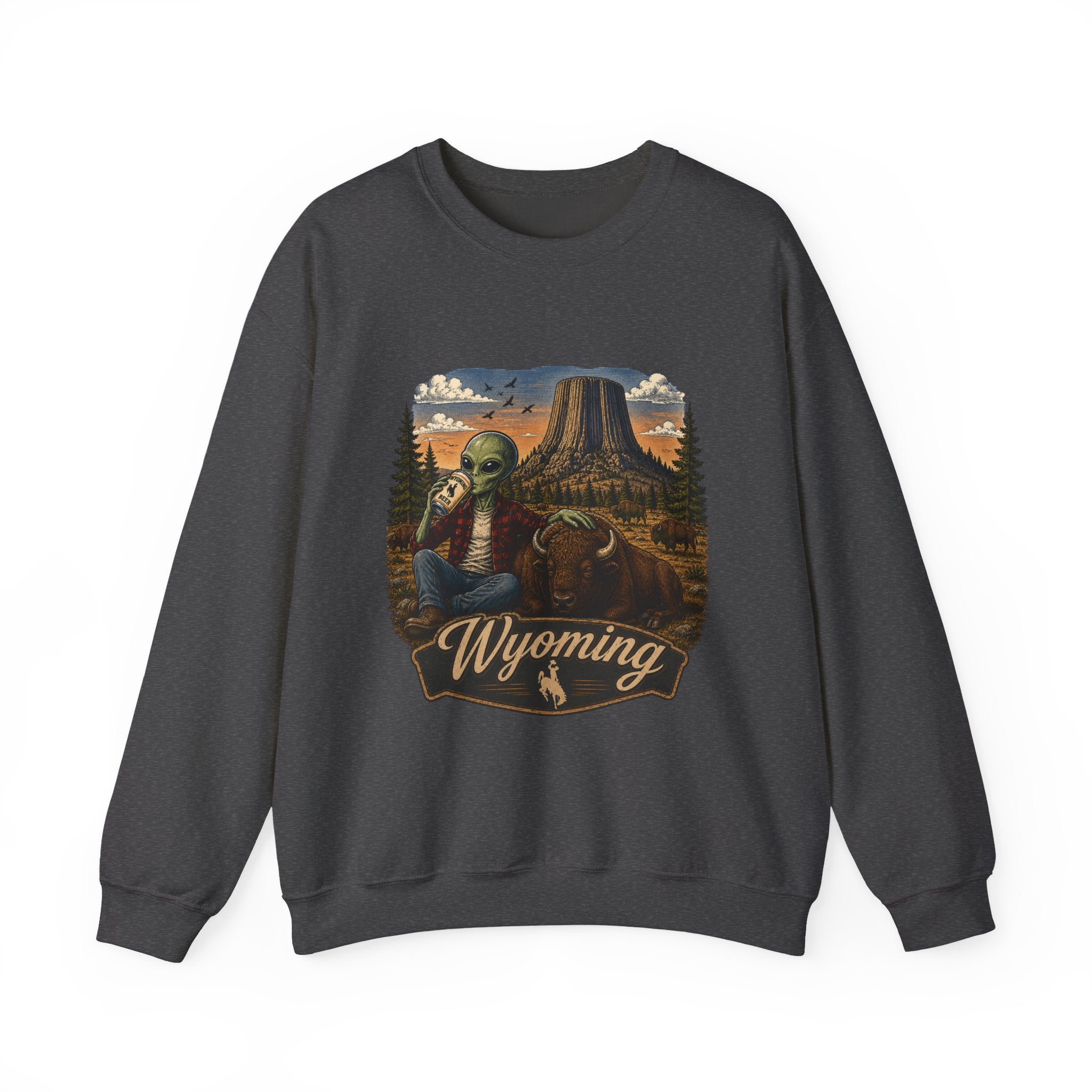 Wyoming Retro National Park Alien Crewneck Sweatshirt