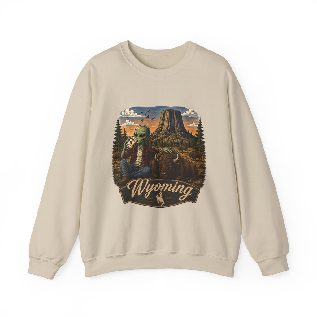 Wyoming Retro National Park Alien Crewneck Sweatshirt