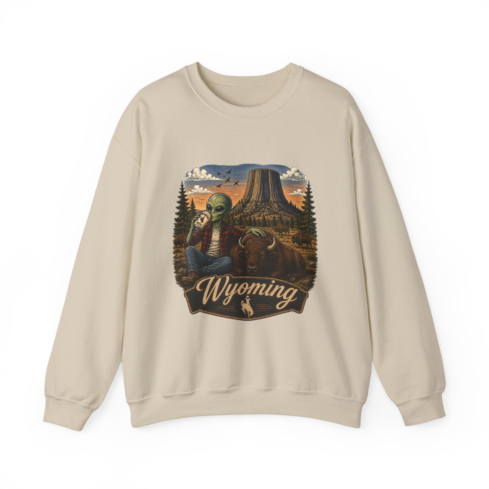 Wyoming Retro National Park Alien Crewneck Sweatshirt