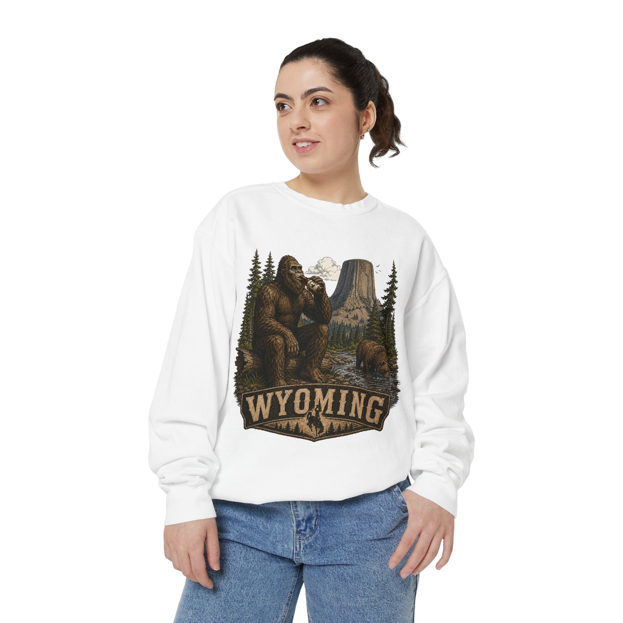 Sweatshirt — Wyoming Bigfoot Forest Graphic Crewneck
